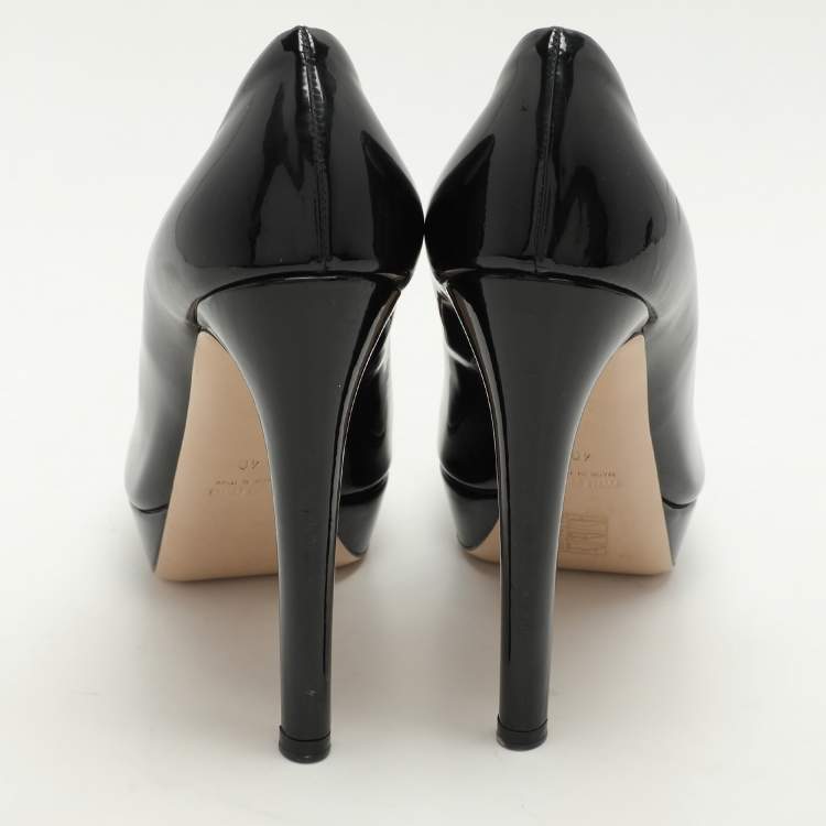 Pre Owned Miu Miu Black Patent Leather Platform Pumps Size 40