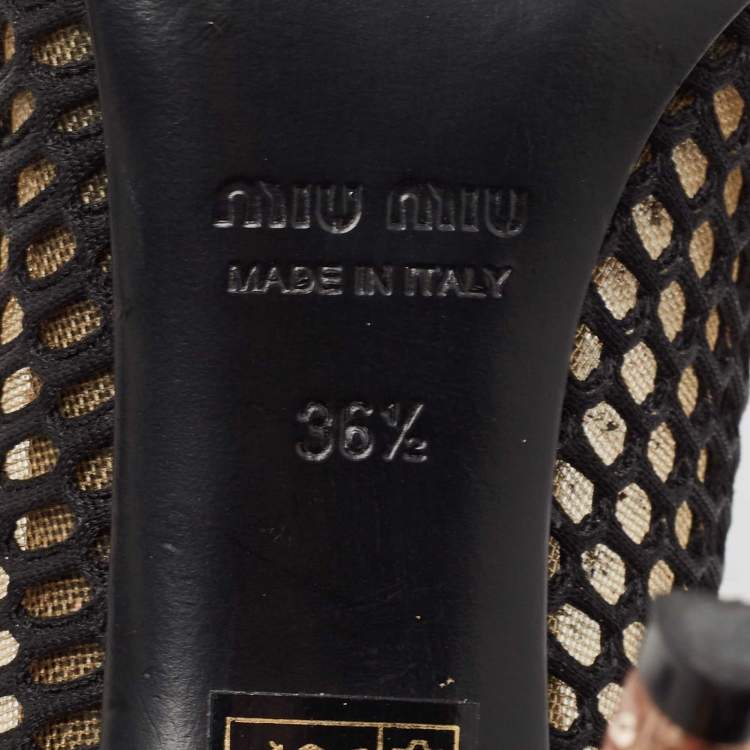 Pre Owned Miu Miu Black Feather and Leather Peep Toe Pumps Size 36.5