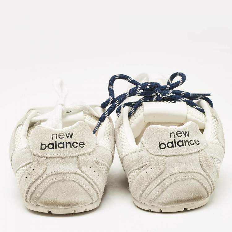 Pre Owned Miu Miu X New Balance White/Grey Mesh and Suede 530 SL Low Top Sneakers Size 38