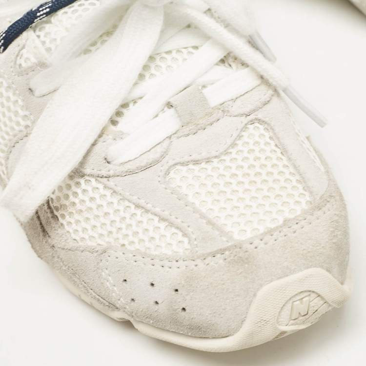 Pre Owned Miu Miu X New Balance White/Grey Mesh and Suede 530 SL Low Top Sneakers Size 38