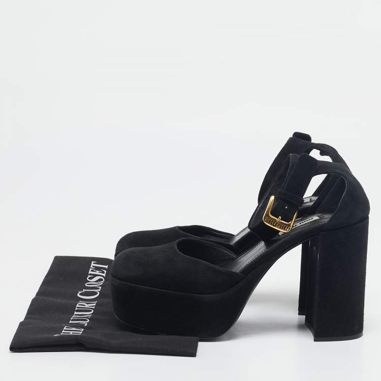 Pre Owned Miu Miu Black Suede Platform Mary Janes Pumps Size 37.5