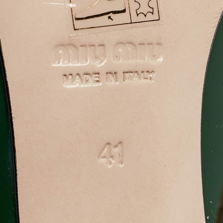 Pre Owned Miu Miu Green Patent Leather Platform Pumps Size 41