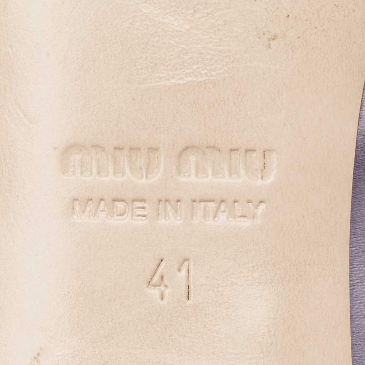 Pre Owned Miu Miu Purple Satin Bow  Crystal Heel Sandals Size 41