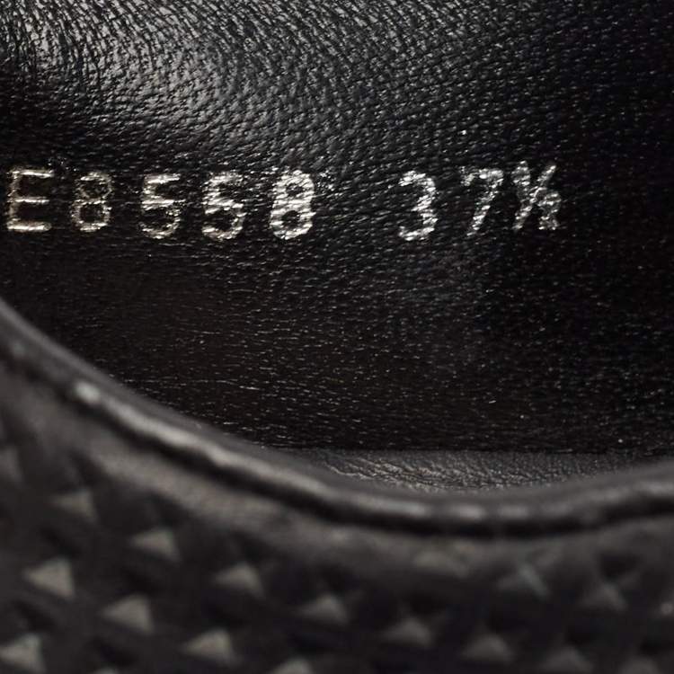 Pre Owned Miu Miu Black Leather Crystal Embellished Cap Toe Low Top Sneakers Size 37.5
