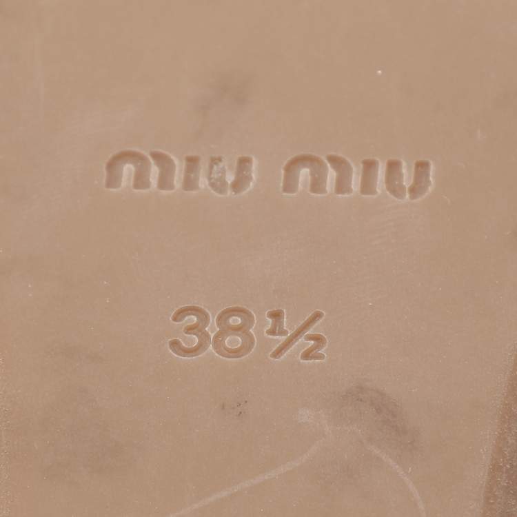 Pre Owned Miu Miu Nude Pink Satin Crystal Embellished Wedge Platform Slide Sandals Size 38.5