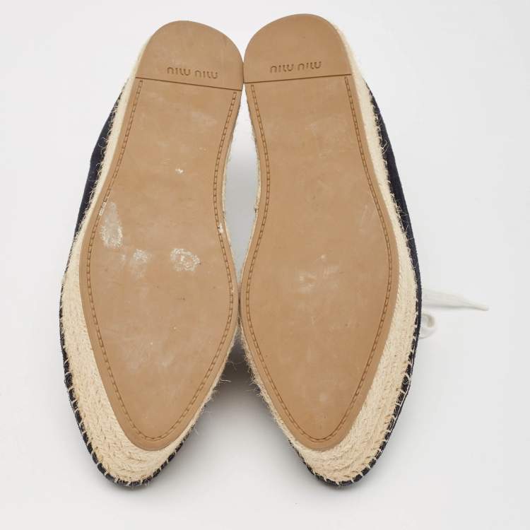 Pre Owned Miu Miu Navy Blue Suede Espadrille Platform Espadrille Sneakers Size 39