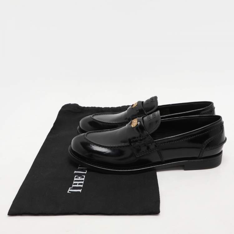 Pre Owned Miu Miu Black Patent Leather Penny Loafers Size 41