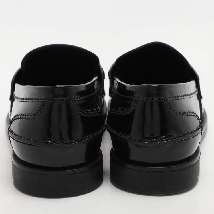 Pre Owned Miu Miu Black Patent Leather Penny Loafers Size 41