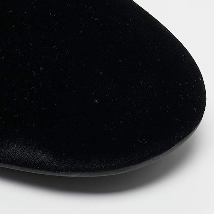 Pre Owned Miu Miu Black Velvet Crisscross Strappy Ballet Flats Size 39