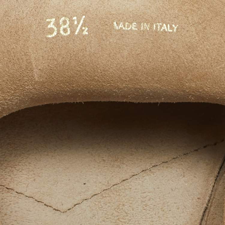 Pre Owned Miu Miu Beige Suede Logo Appique Loafers Size 38.5