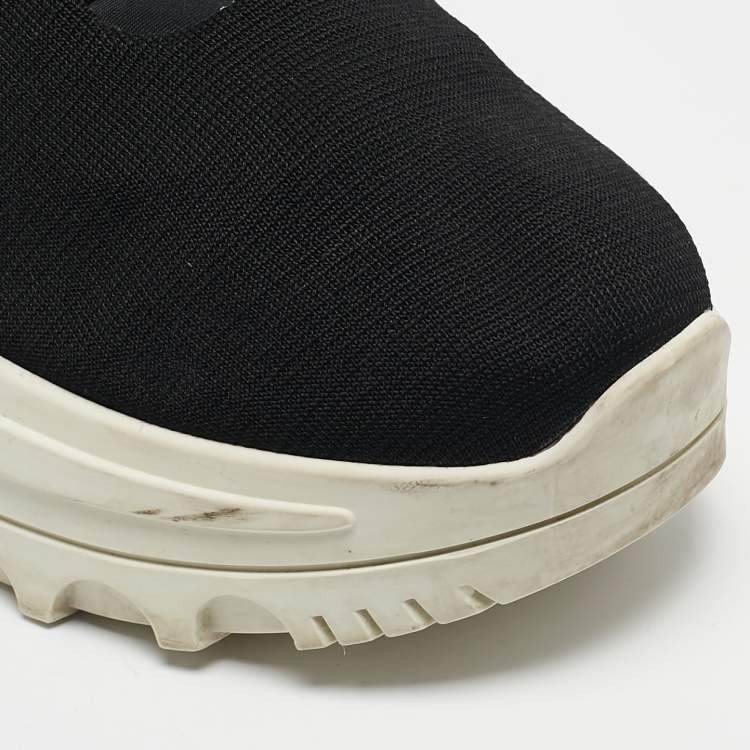 Pre Owned Miu Miu Black Fabric Graphic Trim Lace Up Sneakers Size 40