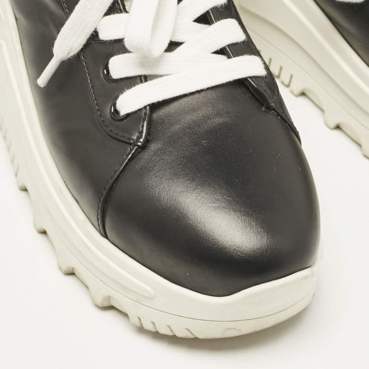 Pre Owned Miu Miu Black Leather Platform Sneakers Size 37
