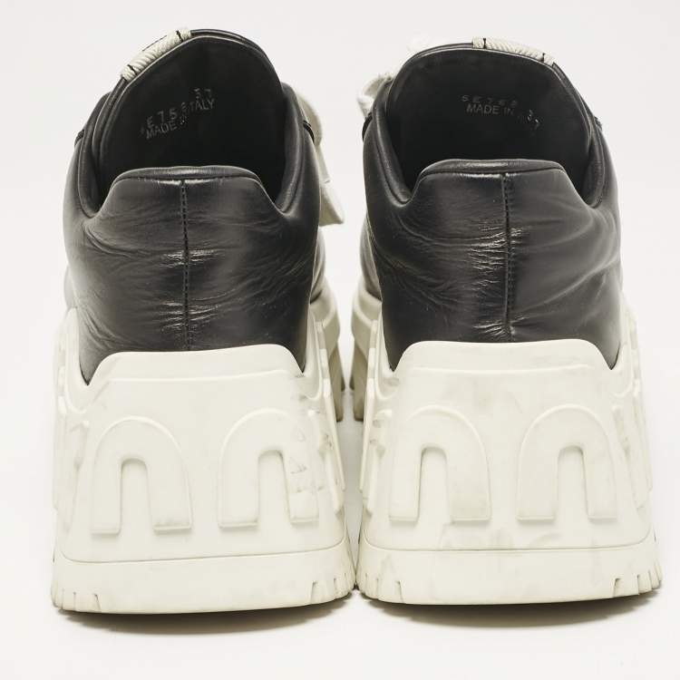 Pre Owned Miu Miu Black Leather Platform Sneakers Size 37