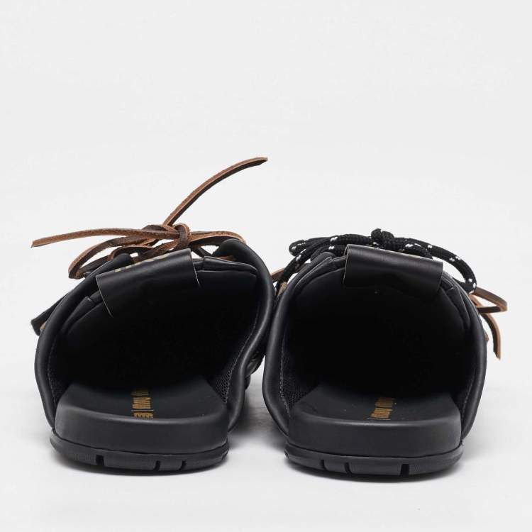Pre Owned Miu Miu x New Balance Dark Brown Leather 530 SL Deco Flat Mules Size 37