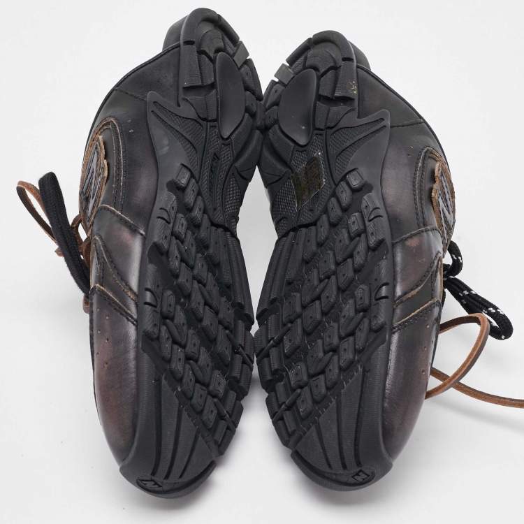 Pre Owned Miu Miu x New Balance Dark Brown Leather 530 SL Deco Flat Mules Size 37