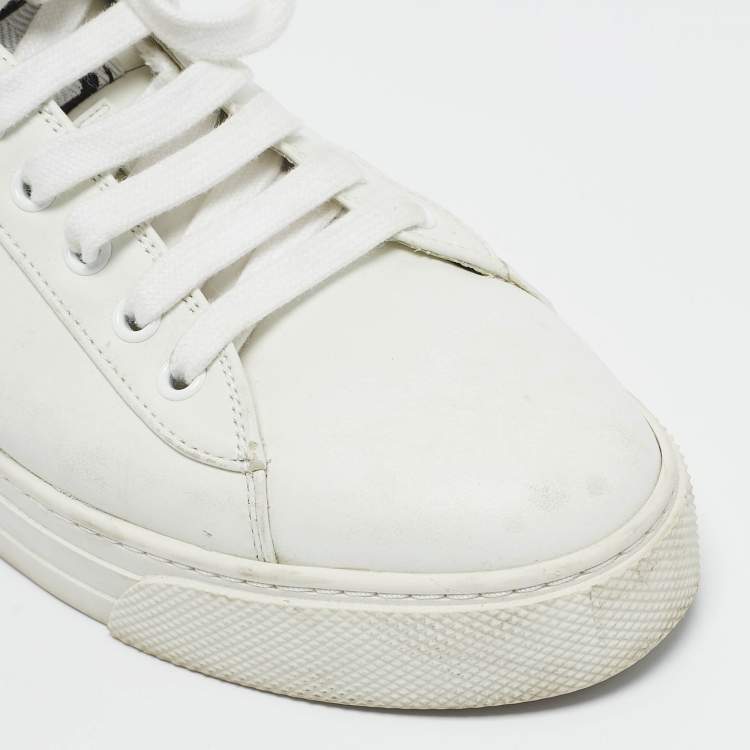Pre Owned Miu Miu White Leather Low Top Sneakers Size 38.5