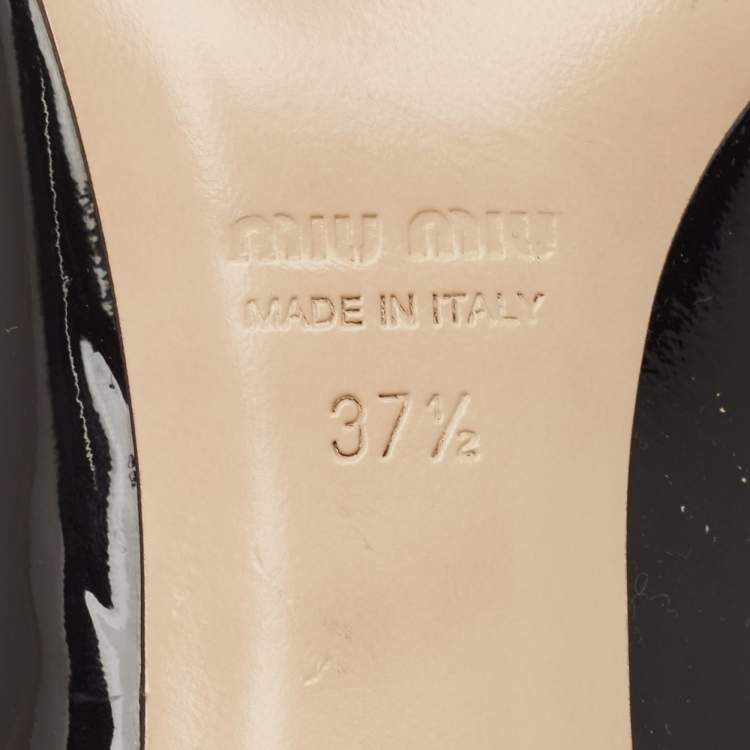 Pre Owned Miu Miu Black Patent Leather Bow Pointed Toe Pumps Size 37.5