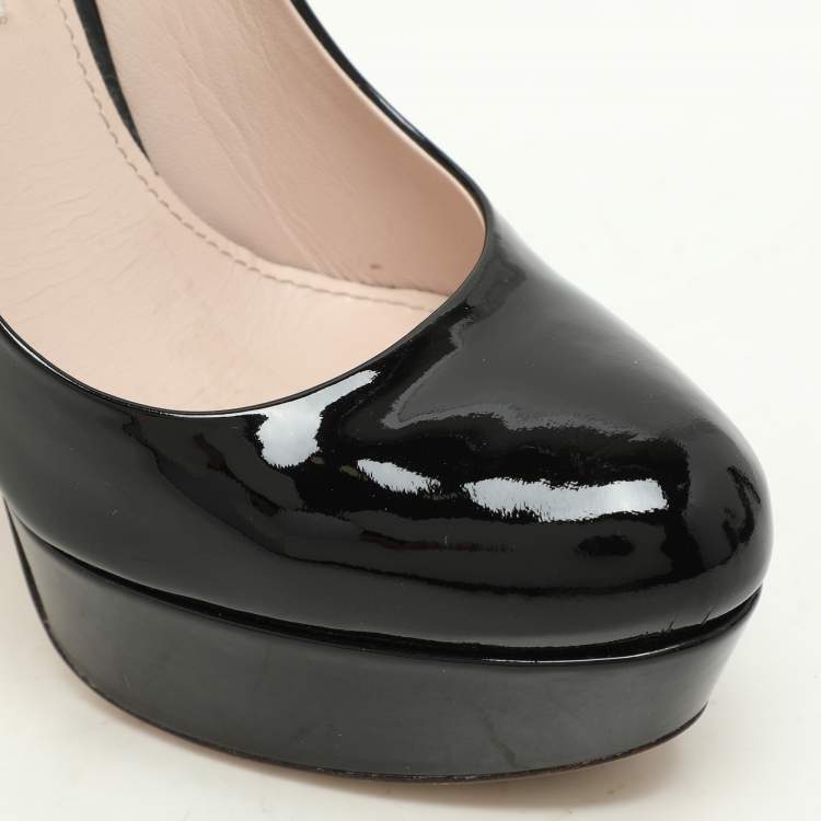 Pre Owned Miu Miu Black Patent Leather Platform Pumps Size 35
