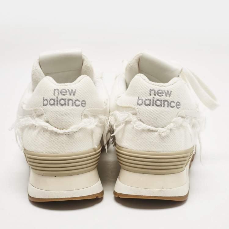 Pre Owned Miu Miu x New Balance White Denim 574 Sneakers Size 36