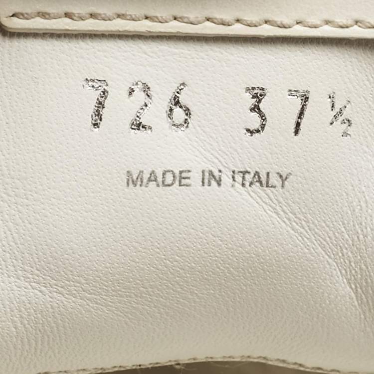 Pre Owned Miu Miu White Leather and Mesh Platform Sneakers Size 37.5