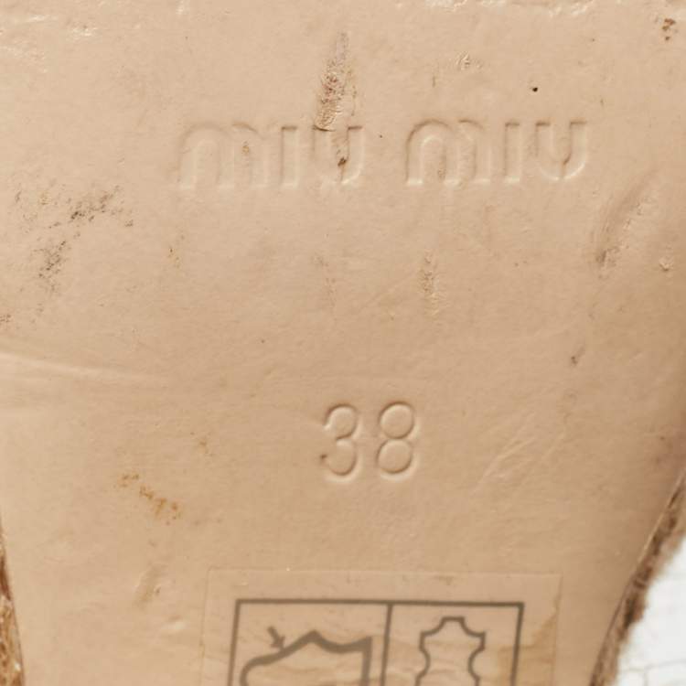 Pre Owned Miu Miu Gold Snakeskin Embossed Patent Leather Cut Out Platform Sandals Size 38