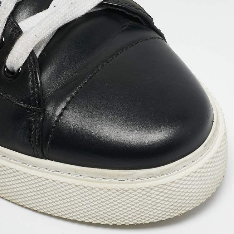 Pre Owned Miu Miu Black Leather Low Top Sneakers Size 39