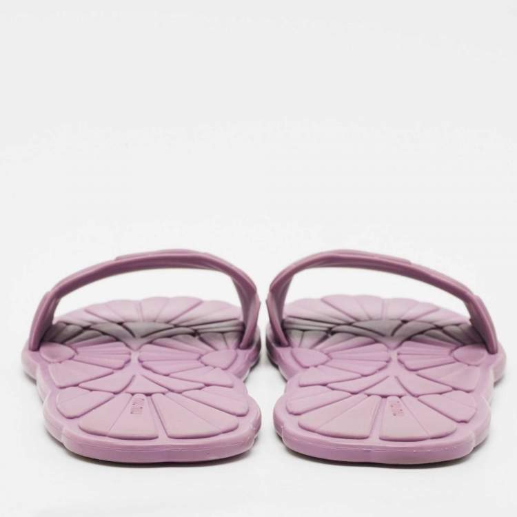 Pre Owned Miu Miu Purple Rubber Flat Slides Size 36