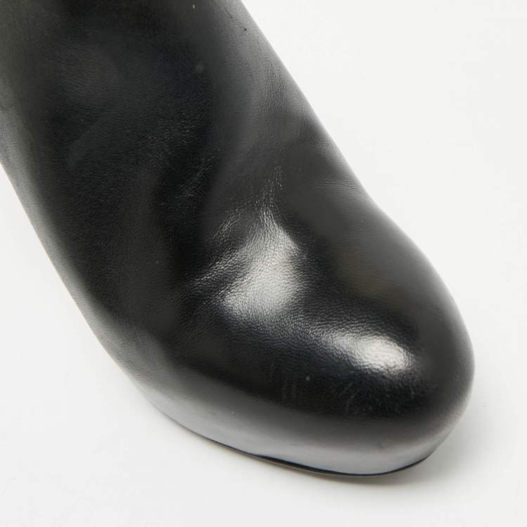 Pre Owned Miu Miu Black Leather  Glitter heels Booties Size 38