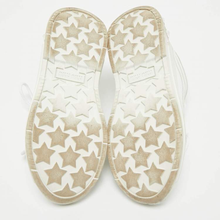 Pre Owned Miu Miu White Leather Crystal Embellished Low Top Sneakers Size 36