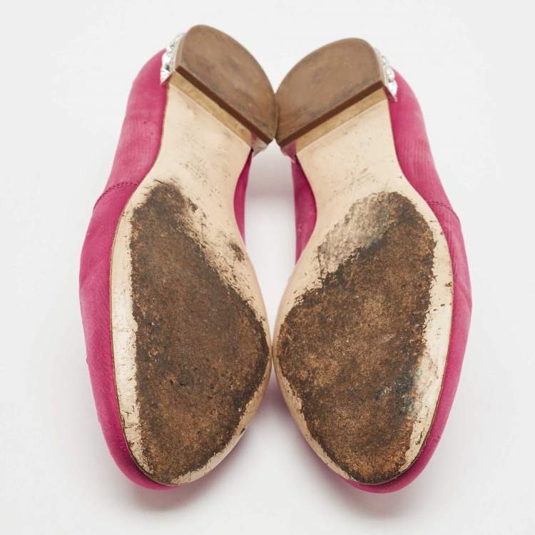 Pre Owned Miu Miu Red Satin Embroidered Velvet Crystal Embellished Smoking Slippers Size 37