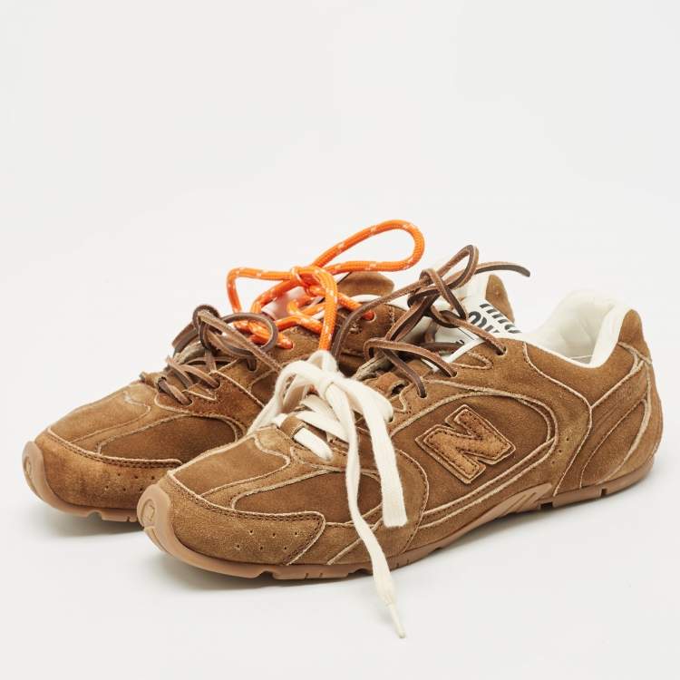 Pre Owned Miu Miu x New Balance Brown Suede Low Top Sneakers Size 37.5