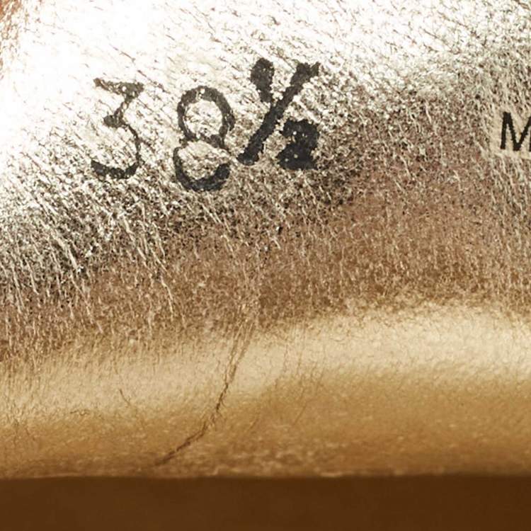 Pre Owned Miu Miu Gold Leather Penny Loafers Size 38.5