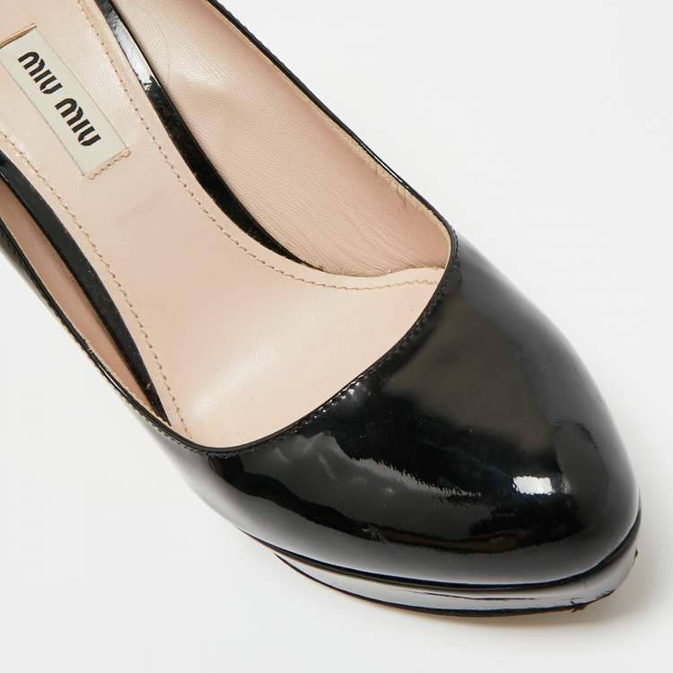 Pre Owned Miu Miu Black Patent Leather Platform Pumps Size 39.5