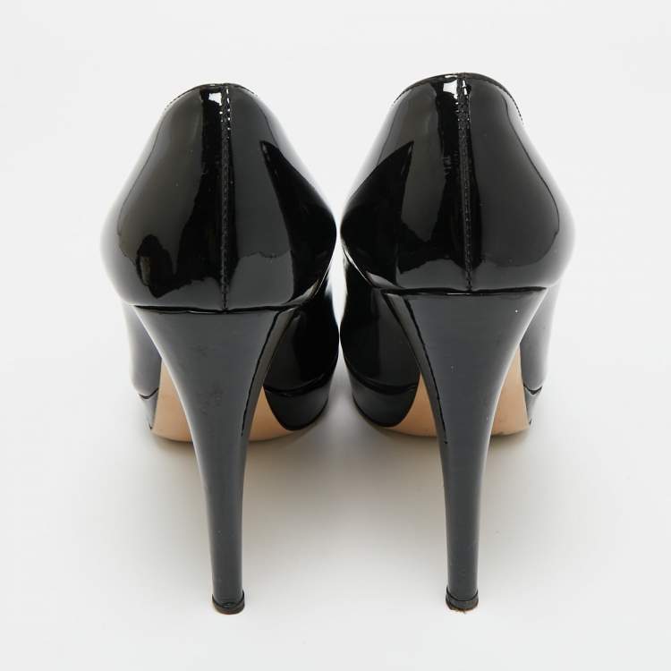 Pre Owned Miu Miu Black Patent Leather Platform Pumps Size 39.5