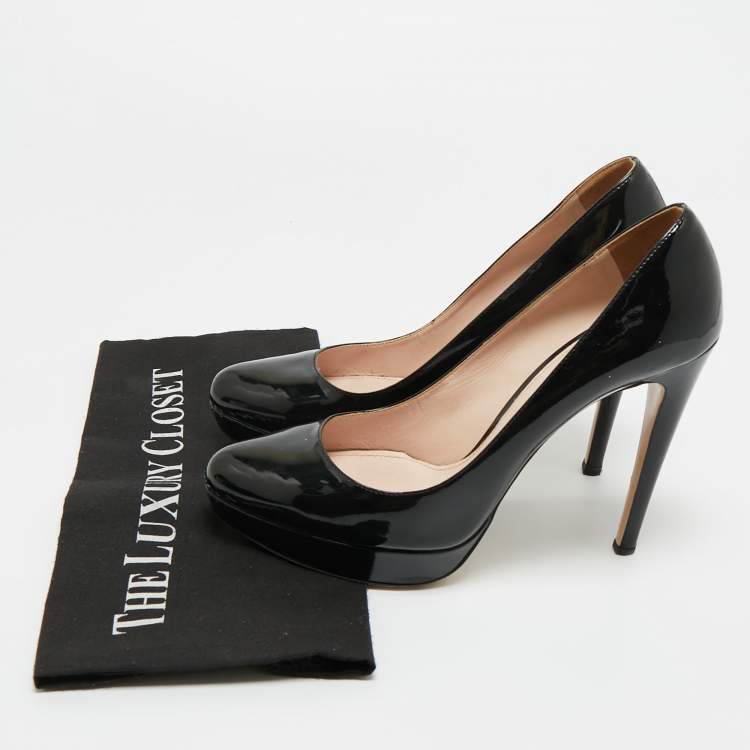 Pre Owned Miu Miu Black Patent Leather Platform Pumps Size 39.5