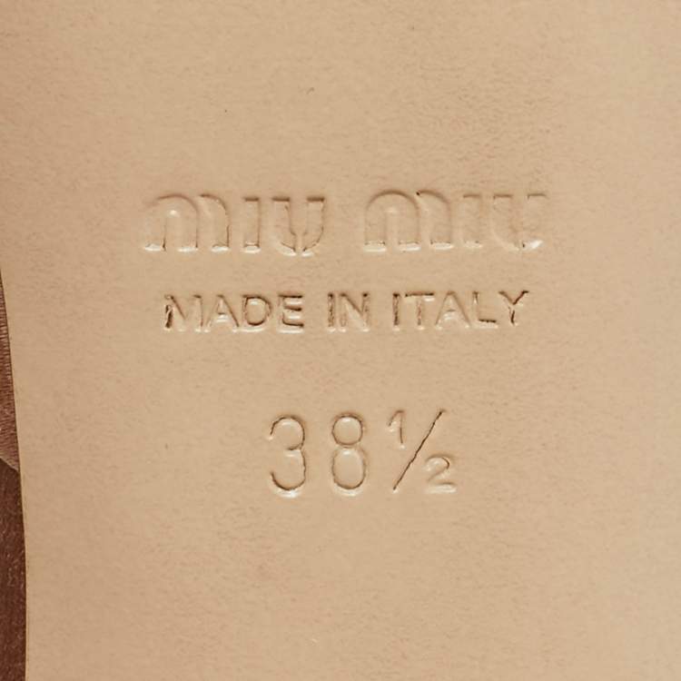 Pre Owned Miu Miu Light Pink Satin Crystal Embellished Slide Sandals Size 38.5