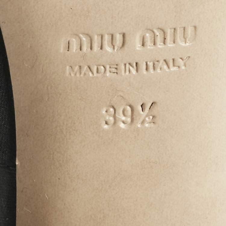 Pre Owned Miu Miu Black Satin Crystal Embellished Block Heel Slide Sandals Size 39.5