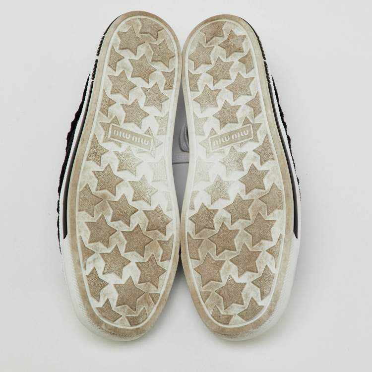 Pre Owned Miu Miu Black Rope Fabric Low Top Sneakers Size 38.5