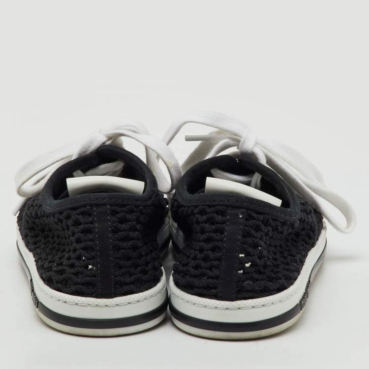 Pre Owned Miu Miu Black Rope Fabric Low Top Sneakers Size 38.5