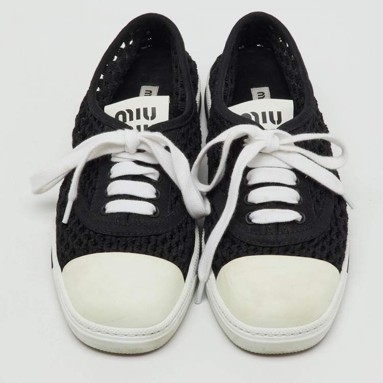 Pre Owned Miu Miu Black Rope Fabric Low Top Sneakers Size 38.5