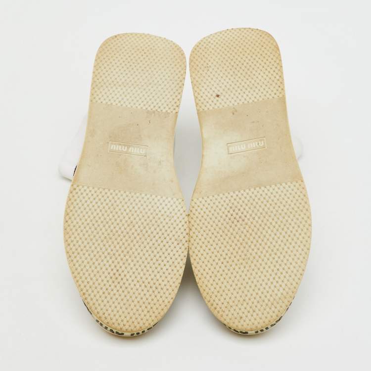 Pre Owned Miu Miu White Knit Fabric Sock High Slip On Sneakers Size 40