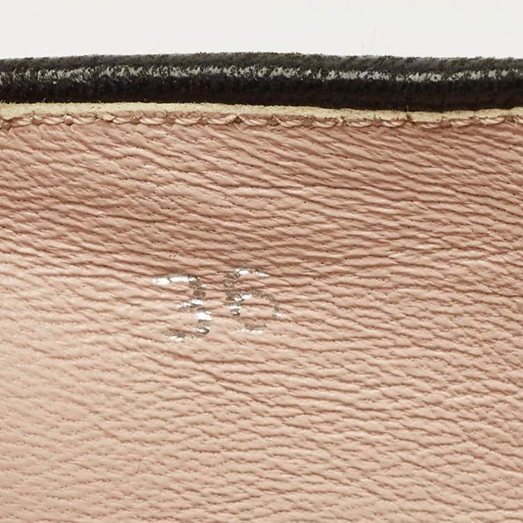 Pre Owned Miu Miu Black Leather Metal Cap Toe Slip On Sneakers Size 36