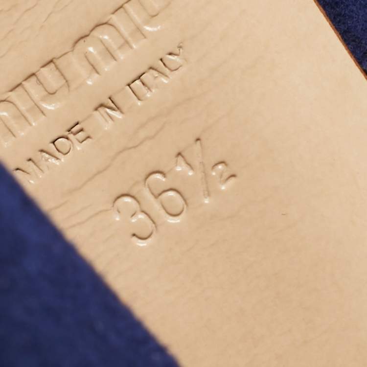 مملوكة مسبقًا Miu Miu Blue Suede Platform Ankle Strap Sandals Size 36.5