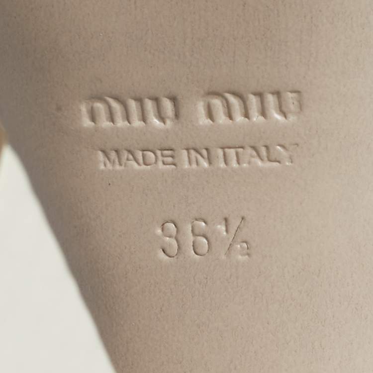 Pre Owned Miu Miu Cream Python Leather Crystal Embellish Platform Ankle Strap Sandals Size 36.5