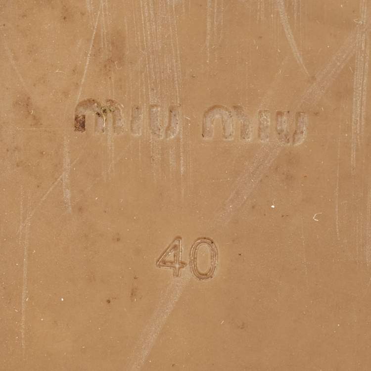 Pre Owned Miu Miu Size 40 Black Leather Belted Ballet Platform Espadrille Flats  