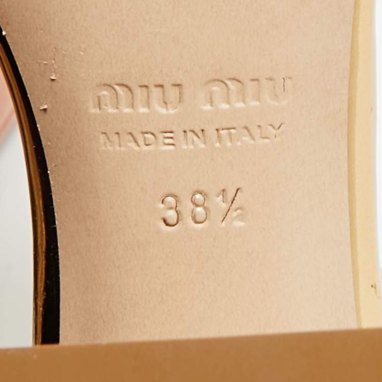 Pre Owned Miu Miu Crystal Embellished Size 38.5 Gold Glitter T-Strap Sandals