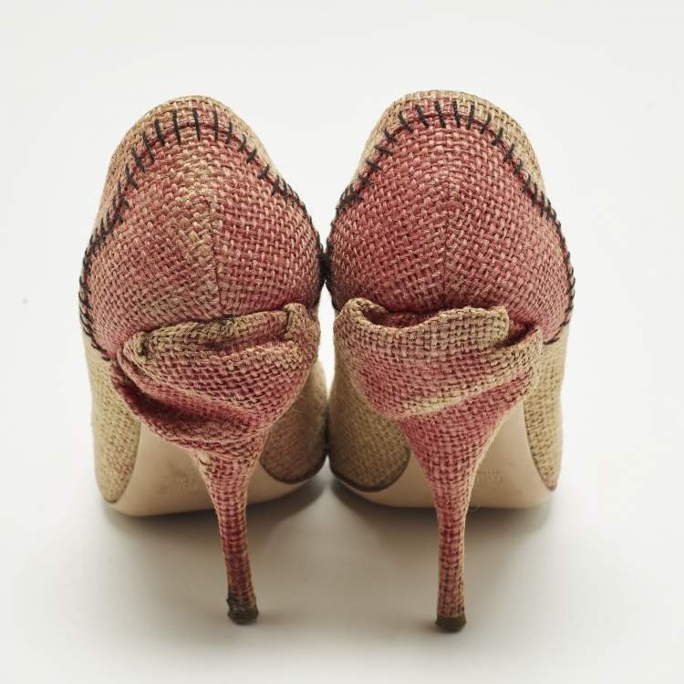 مملوكة مسبقًا Miu Miu Size 37 Brown Raffia Pumps