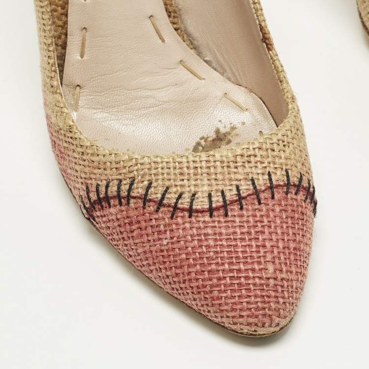 مملوكة مسبقًا Miu Miu Size 37 Brown Raffia Pumps
