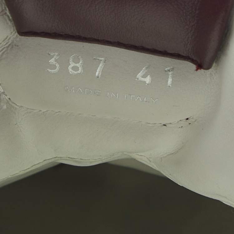 Pre Owned Miu Miu Double Lace Size 41 White Leather Lace Up Sneakers