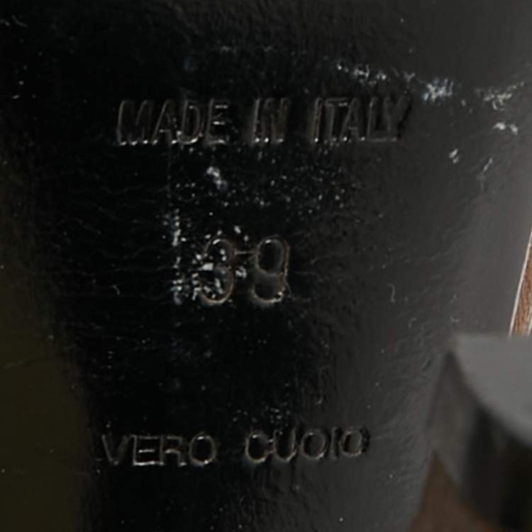 Pre Owned Miu Miu Size 39 Brown Leather Ankle Strap Pumps